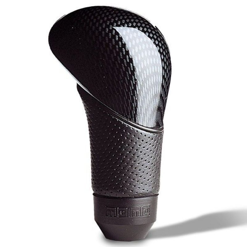 Momo Shadow Shift Knob - Black Airleather, Carbon Effect