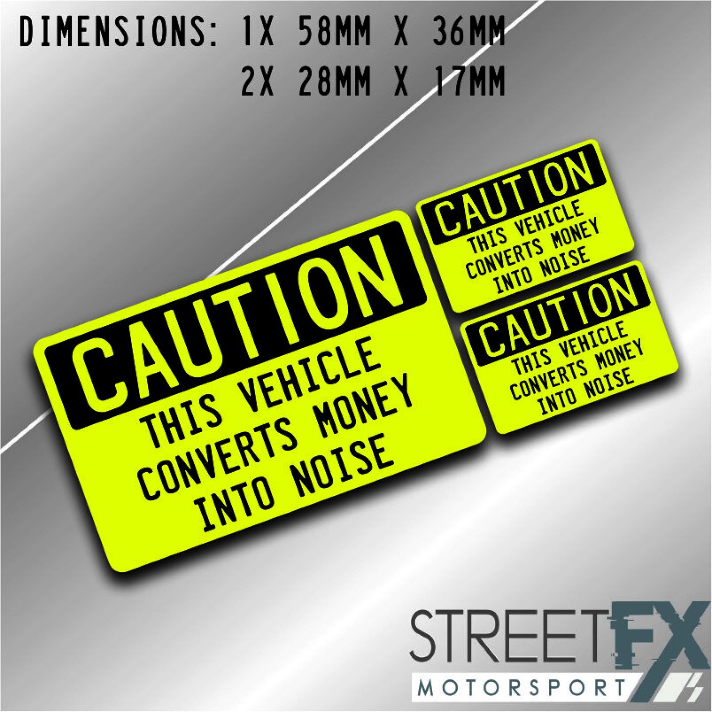 Funny Sticker Caution this vehicle converts money into noise bumper Turbo  V8 4x4