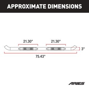 Aries Automotive 3 in. Round Side Bars 204075 Step Bars, Diameter, Steel, Black Powdercoated, Hummer, Pair