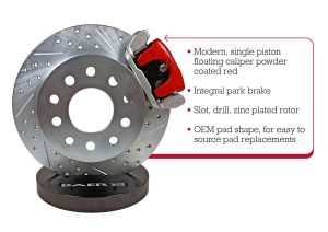 Baer Brakes Classic Disc Brake Kits 4262723R Brakes, Rear, Series, Cross-Drilled, Slotted Rotors, 1-Piston Calipers, Ford, 8 in., 9 in., Small Ford Bearing, Non-Staggered Shocks