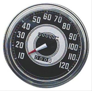 Biker's Choice 5 in. FL Type Speedometers 490043 Gauge, Speedometer, Type, Analog, 0-120 mph, in., Black Face, Electrical, Harley-Davidson®, Each