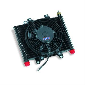 B&M Hi-Tek SuperCoolers with Fans 70297 Oil Cooler, 13.5 in. x 9 in. x 3.5 in. Cooler, 9.5 in. Fan, 175 Degree Thermostat, 1/2 in. NPT Female, Kit