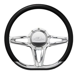 Billet Specialties Half-Wrap Steering Wheels 29441 Wheel, Half-Wrap, Victory, Aluminum, Polished, 3-Spoke, 14 in. Diameter, 9-Bolt Mount, Each