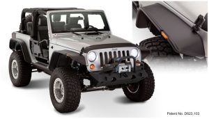 Bushwacker Flat-Style Fender Flares 10919-07 Flares, Flat Style, Front, Rear, Black, Dura-Flex Thermoplastic, Jeep, Set of 4