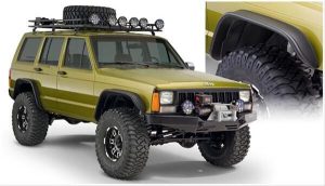 Bushwacker Flat-Style Fender Flares 10922-07 Flares, Flat Style, Front, Rear, Black, Dura-Flex Thermoplastic, Jeep, Set of 4
