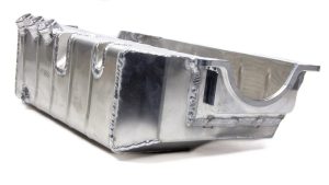 Engine Oil Pan - Dry Sump - 6 in Deep - Three 13 AN Male Passenger Side Pickups - Aluminum - Natural - 2-Piece Seal - Small Block Chevy - Each