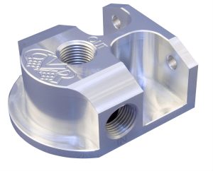 CVR Remote Filter Mounts OFM61 Oil Mount, Remote, Single, Billet Aluminum, Clear Anodized, 13/16-16 in., Universal, Each