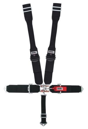 Harness - 5 Point - Latch and Link - SFI 16.1 - 52 in Length - Pull Down Adjust - Bolt-In / Wrap Around - Individual Harness - Black Hardware - HANS Ready - Black - Kit