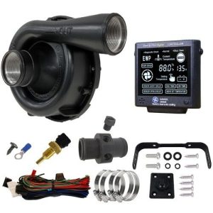 Water Pump - EWP150 - Electric - Remote Mount - 16 AN Female / 1-3/8 in Hose Barb to 16 AN Female / 1-3/8 in Hose Barb - 42.8 GPM - Controller / Temperature Sensor Included - Aluminum - Black Powder Coat - Universal - Kit