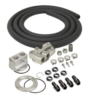 Derale Engine Oil Filter Relocation Kits 15780 Kit, Single Filter, 3/4-16 in. Threads, Various Threads, Low Profile, Kit