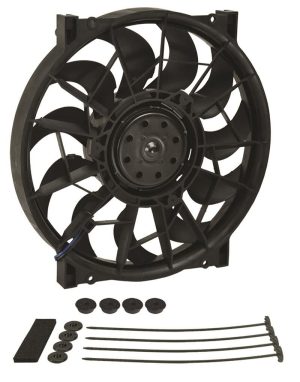 12 Inch 2,000 CFM Derale High-Output Single RAD Fan 16925 Electric Fan, Single, in. Diameter, Pusher, cfm, Black, Plastic, Each