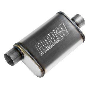 Flowmaster FlowFX 409 Stainless Steel 3 Inch Muffler 71229 Muffler, Series, in. Offset Inlet/3 in. Center Outlet, Reversible, Steel, Natural, Each