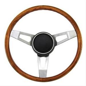 Grant Classic Nostalgia Steering Wheels 246 Wheel, Nostalgia, Aluminum/Nickel Plated, Wood/Walnut, 3-Spoke, 15 in. Diameter, 3-Bolt, Each
