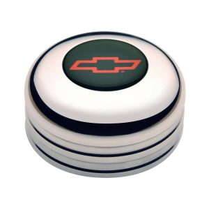 GT Performance GT-3 Standard Horn Buttons 11-1022 Button, Standard, Billet Aluminum, Polished, Chevrolet Bowtie Colored Emblem, Each