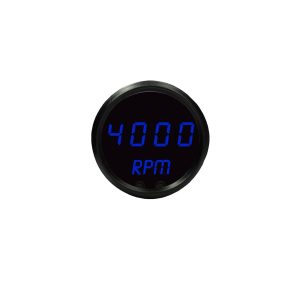 Intellitronix LED Digital Mini Tachometers M9002B Tachometer Gauge, Digital, 0-9,900 rpm, 2 1/16 in. Diameter, Black Face, Blue Numbers, Programmable, Electrical, Each