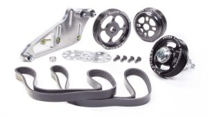 Pulley Kit - 6-Rib Serpentine - Aluminum - Black Anodized - Small Block Chevy - Kit