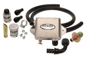 Crankcase Evacuation System - Weld-On - 12 AN Hose / Air Oil Separator / Breathers / Fittings / Check Valve / Nipple Included - Aluminum / Steel - Natural - 1-3/8 in Breather Tubes - Kit