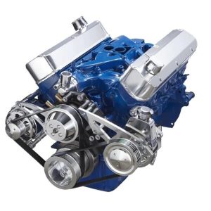 BluePrint Engines Accessory Drive Systems BPP302FDPS3 Pulley Kit, Serpentine, Dual Belt, Aluminum, Polished, Saginaw, Power Steering Pump, Alternator, Water Pump, Ford, Small Block, Kit