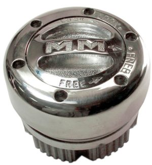 Mile Marker Supreme Locking Hubs 104 Hubs, Manual, Supreme, Stainless Steel, Polished, Chevy, Dodge, Ford, GMC, Jeep, Plymouth, Pair