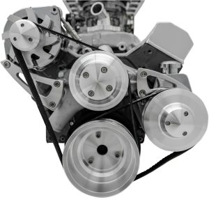 Pulley Kit - Ultra - 6-Rib Serpentine - Aluminum - Clear Powder Coat - Long Water Pump - Small Block Chevy - Kit