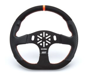 Steering Wheel - Sim Racing GT - 13 in Diameter - D-Shaped - 1.25 in Dish - 3-Spoke - Black Alcantara Grip - Orange Stripe - Aluminum - Black Anodized - Each