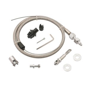 Mr. Gasket Universal Throttle Cable Kits 5657 Cable, Braided Stainless Steel, Natural, 36 in. Long, with 24 in. Sleeve, Trim to Fit, with Instructions, Universal, Each