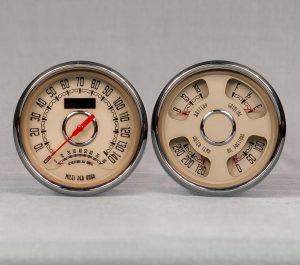 Gauge Kit - Woodward - Analog - Fuel Level / Oil Pressure / Speedometer / Tachometer / Voltmeter / Water Temperature - 4-3/8 in Diameter - Beige Face - Kit