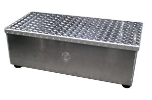 Portable Step - 30 in x 16 in Base - Rubber Feet - Carry Slots - Diamond Plate Top - Aluminum - Natural - Each