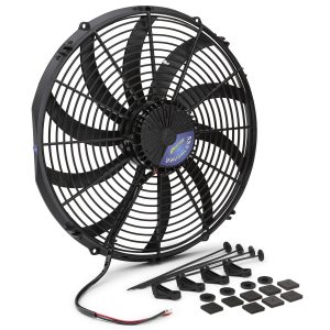 16 Inch 3,300 CFM Proform Brushless Electric Fan 67037 Fan, Electric, Single, Puller Only, cfm Maximum, Plastic, Black, 12 V, 10-15 V Range, 24.3 amps, in. Diameter, use 35 A Fuse, Each