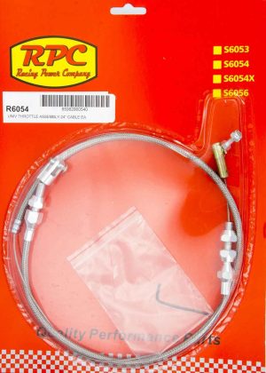 Throttle Cable - 2 ft Long - Hardware Included - Braided Stainless - Universal - Natural - Each