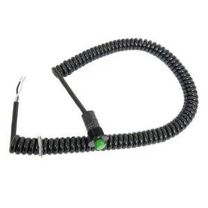 Push Button Switch - Momentary - 12 amps - 12/16V - Spiraled Cord - Green Button - Each