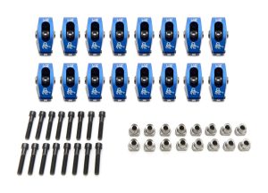 Rocker Arm - Race Series - 5/16 in Pedestal Mount - 1.73 Ratio - Full Roller - Aluminum - Blue Anodized - Ford Cleveland / Modified - Set of 16