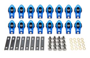 Rocker Arm - Race Series - 8 mm Pedestal Mount - 1.70 Ratio - Full Roller - Aluminum - Blue Anodized - GM LS-Series - Set of 16