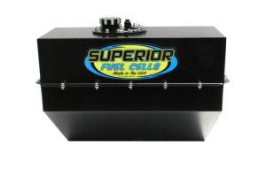 Fuel Cell and Can - Wide - 22 gal - 20.75 in Deep x 23.75 in Wide - 10 AN Male Outlet - 8 AN Male Return - 6 AN Rollover Valve - Steel - Black Powder Coat - Dirt Late Model / Modified - Each