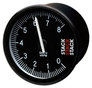 Stack Action Replay Tachometers ST400-0385 Tachometer, Replay, Analog, 0-8,000 rpm, 3 1/2 in. Black Bezel, Black Gauge Face, Memory Recall, Kit