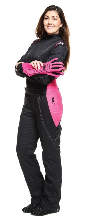 Simpson Vixen II Racing Suits V2P2301 Driving Suits, Suits, One-piece, 2 Layers, Twill Oxford Polyester/Cotton, Black with Pink Stripe, SFI 3.2A/5, Women's Large, Each