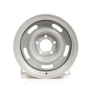 Vision American Muscle 55 Rally Series Silver Wheels 15x8 Wheel, Rally, Steel, Silver, 15 in. x 8 in., 5 x 4.75 in. Bolt Circle, 4.25 in. Backspace, Each
