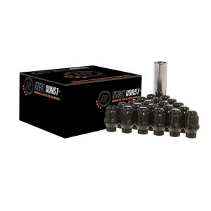 West Coast Accessories Lug Nut Installation Kits W56015SEB Wheel Kit, ET/Ultra Conical Seat, Spline Drive, 12mm x 1.5 RH, Closed End, Steel, Black, Set of 24