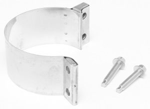 Exhaust Clamp - Band Clamp - 2.75 in Diameter - 3 in Wide Band - Butt Joint - Stainless - Natural - Each